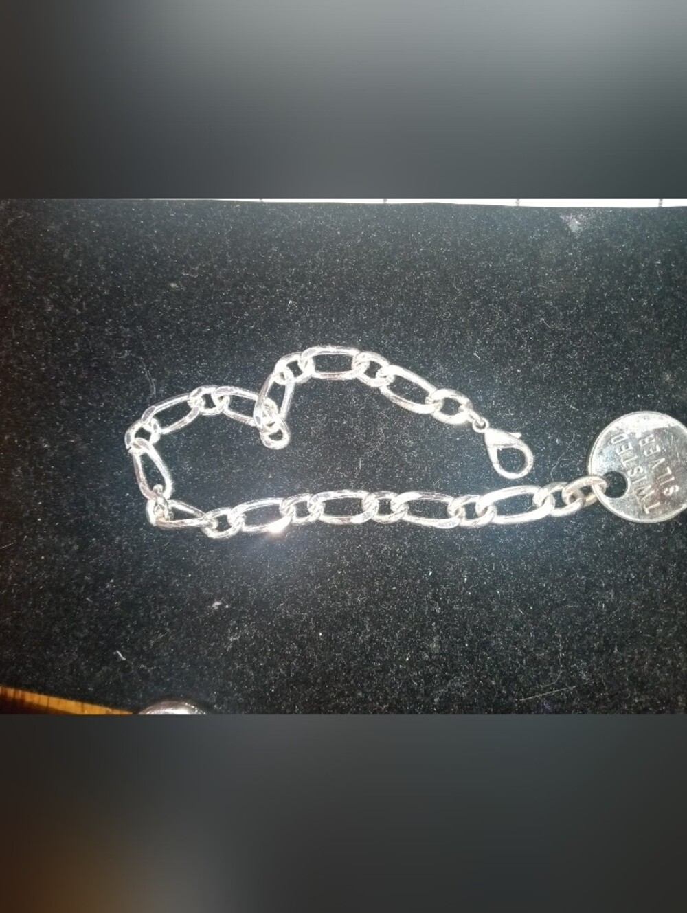 Silver Link Bracelet with Round Tag - Women’s Silver Chain